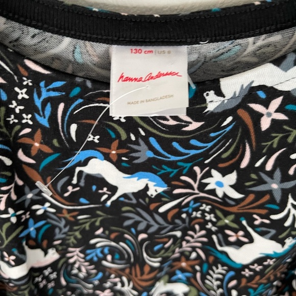 HANNA ANDERSSON BLACK UNICORN DRESS WITH POCKETS - Picture 3 of 5